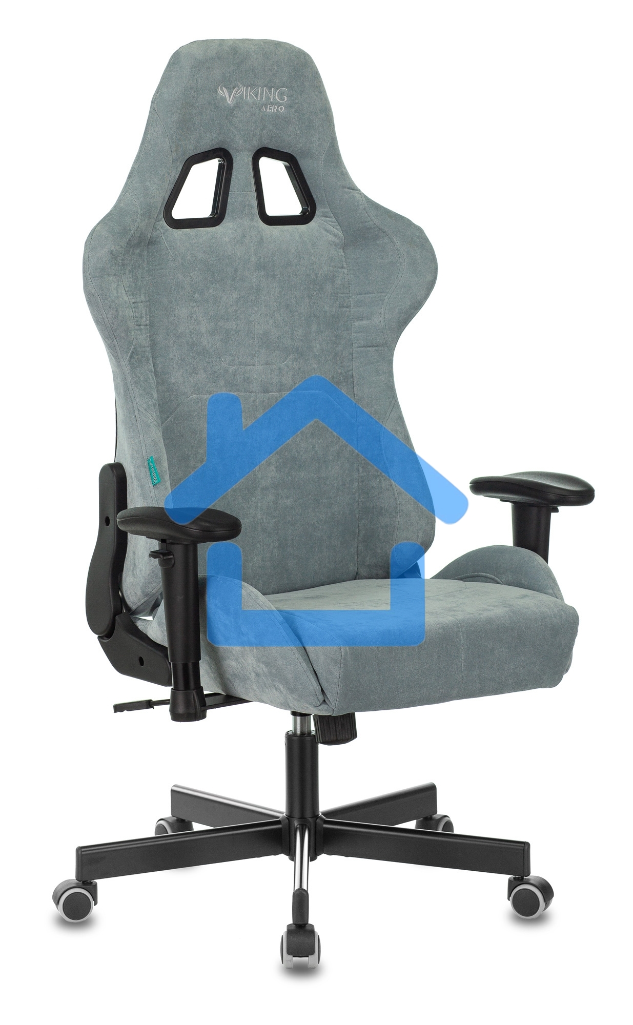 Кресло игровое Бюрократ VIKING KNIGHT LT28 FABRIC серо-голубой крестовина металл/пластик