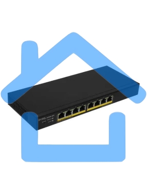 Гибридный Smart L2 коммутатор PoE+ Zyxel NebulaFlex GS1915-8EP, 8xGE PoE+, бесшумный (без вентилятора), бюджет PoE 60 Вт, автономное/облачное управление