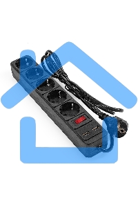 Сетевой фильтр-удлинитель с USB зарядкой ExeGate SP-5-USB-1.8B (5 евророзеток с заземлением, 2 USB-A 2A, 1.8м, защита от перегрузки, выключатель с подсветкой, черный)