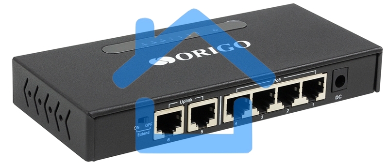 Неуправляемый PoE-коммутатор ORIGO OS1206P/60W/A1A 4x100Base-TX PoE+, 2x100Base-TX, PoE-бюджет 60 Вт, корпус металл