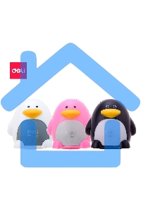 Точилка для карандашей ручная Deli Пингвин E0563, 2 отверстия, пластик, ассорти блистер