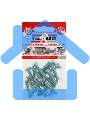 Болт М6х25 с шестигранной головкой цинк. DIN 933 (уп.18шт) класс прочности 8.8. пакет Tech-Krep 102958