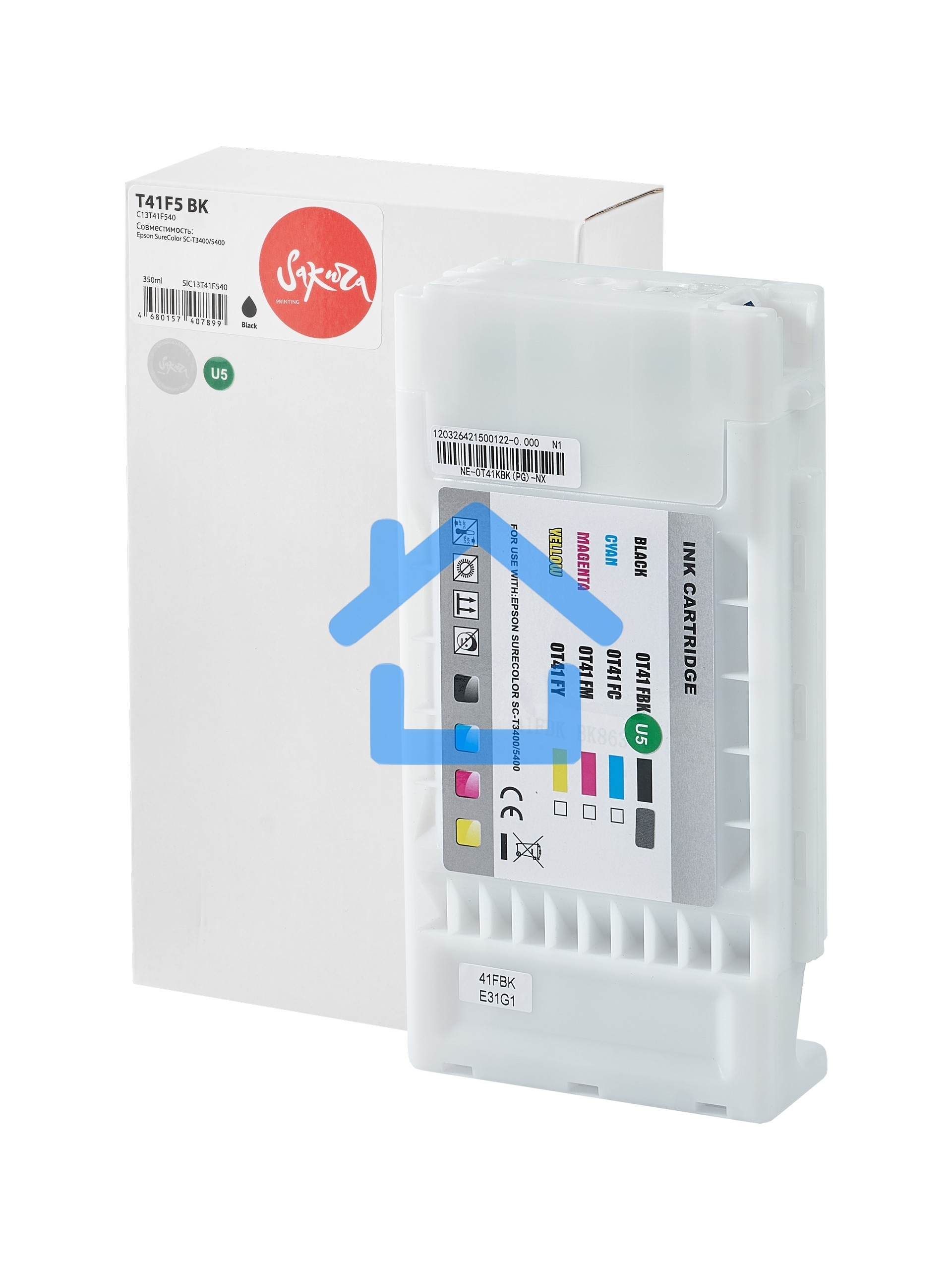 Струйный картридж Sakura C13T41F540 (T41F5 BK) для Epson, черный, 350 мл.