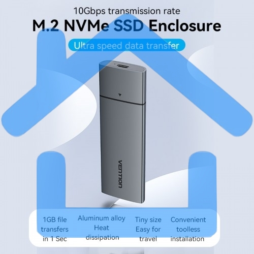 Корпус для SSD Vention USB 3.1 Gen 2-C M.2 NVMe Серый