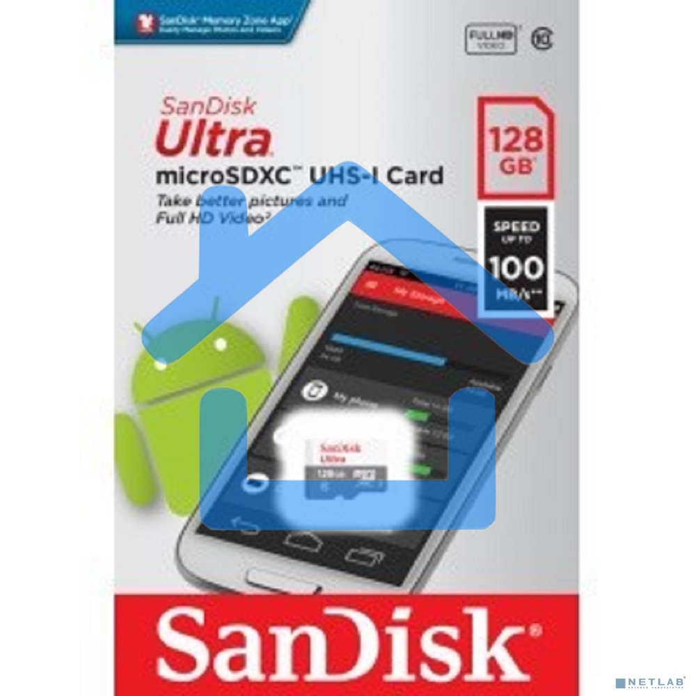Флеш карта microSD 128Gb SanDisk microSDXC Class 10 Ultra UHS-I 100MB/s