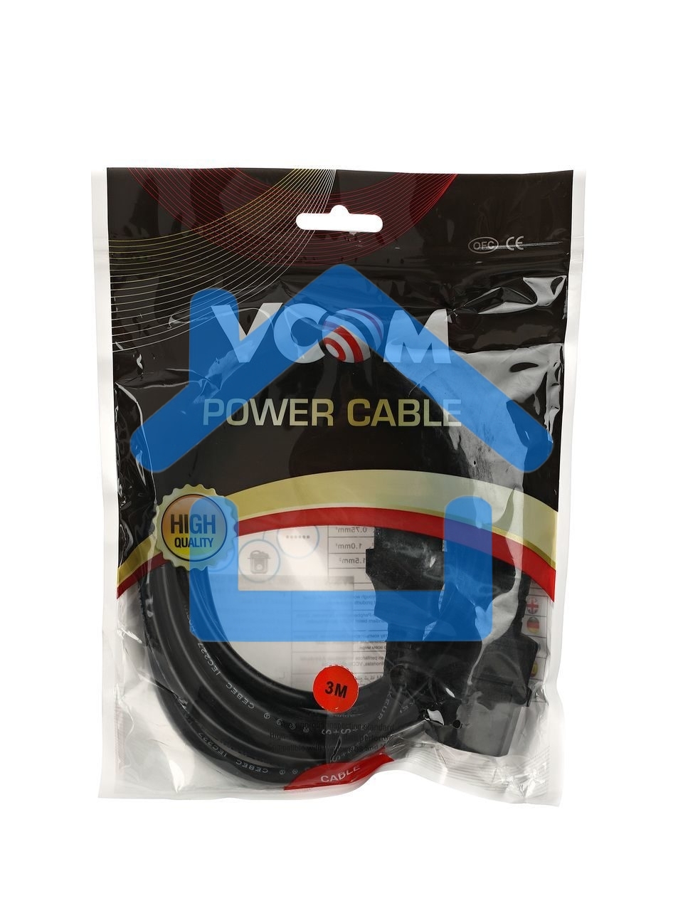 Кабель монитор - компьютер 220V (UPS -> устройство) VCOM <VDE> 3G*0.75mm (CE001-CU) 3м