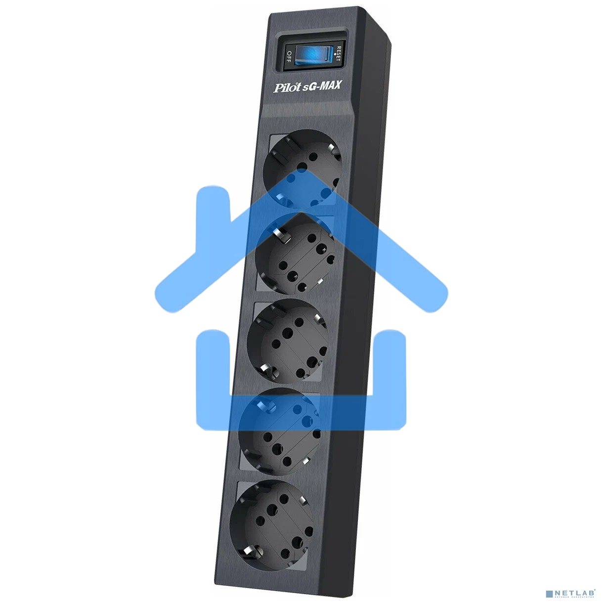Сетевой фильтр Pilot sG-Max 5 outlets (GP), 15А/3.3 kVt, automatic circuit-breaker, 1.8 m, gfaphite
