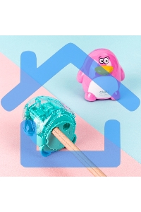 Точилка для карандашей ручная Deli Пингвин E0563, 2 отверстия, пластик, ассорти блистер