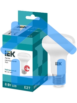 Лампа светодиодная ECO R63 8Вт 4000К белый E27 720лм 230-240В ИЭК LLE-R63-8-230-40-E27