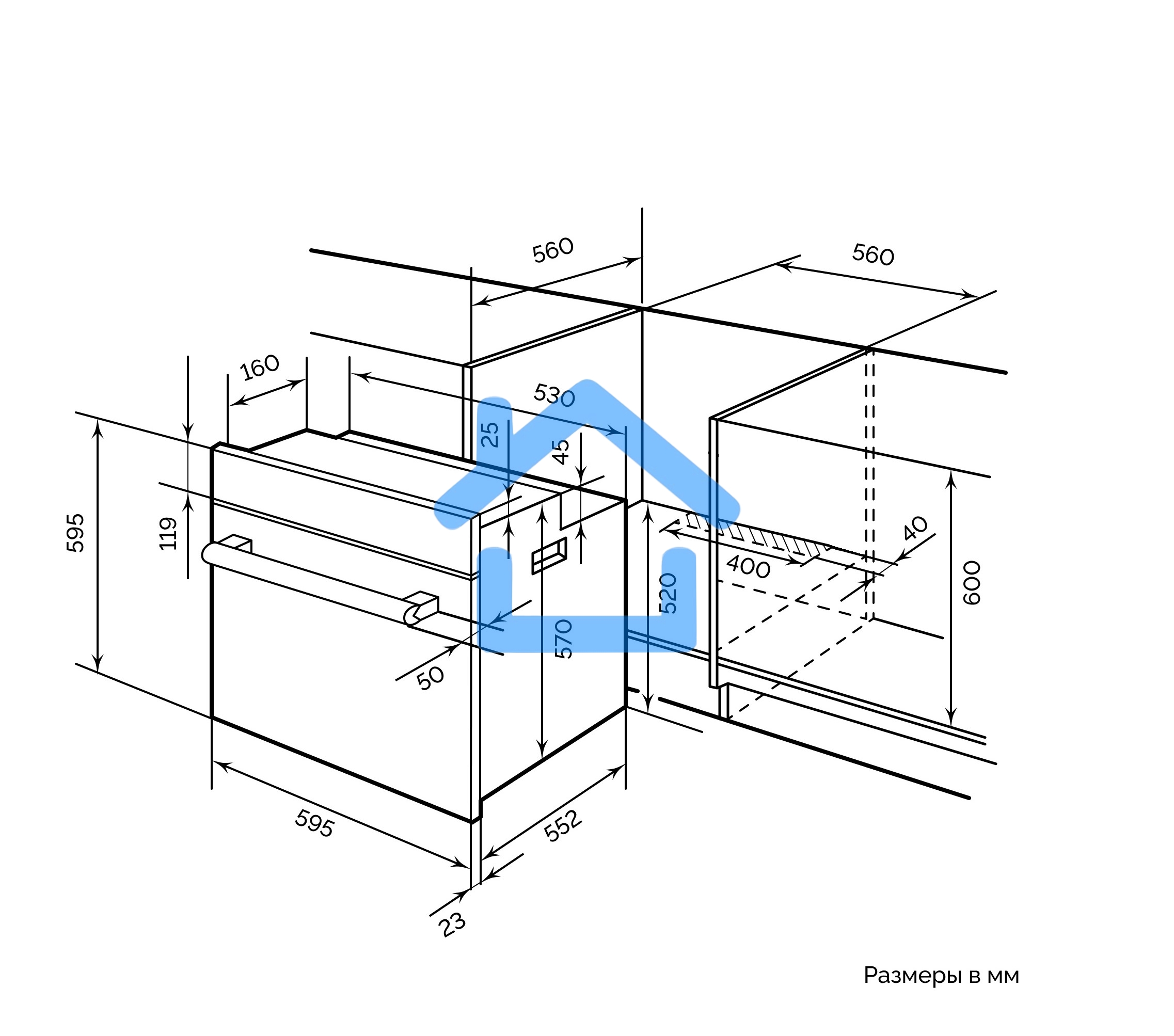 Духовой шкаф Электрический LEX EDM 6070С BL черный, встраиваемый
