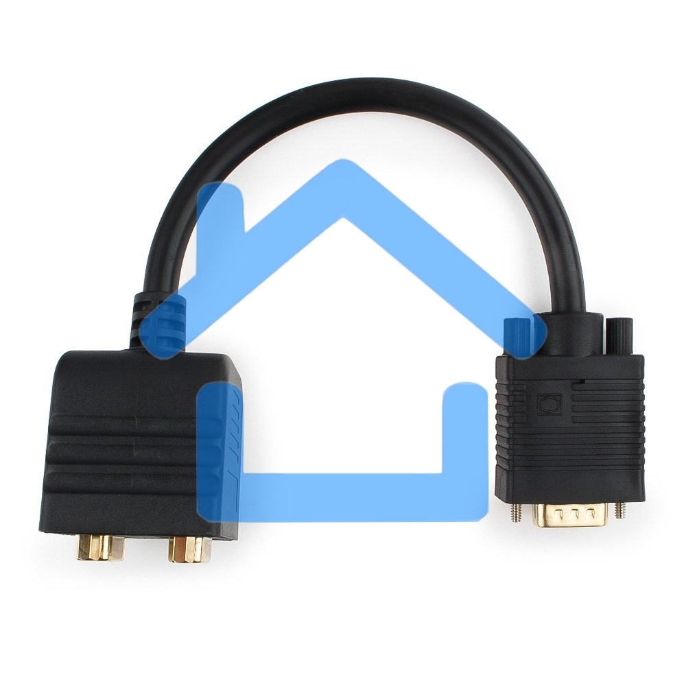 Разветвитель VGA Cablexpert CC-VGAX2-20CM, HD15M/2x15F, 1 компьютер - 2 монитора