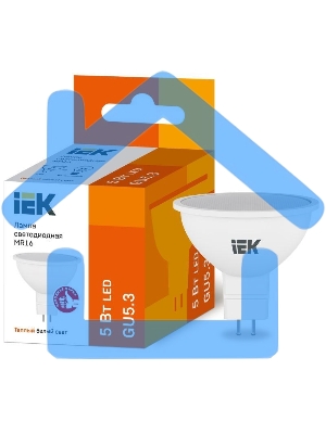 Лампа светодиодная ECO MR16 5Вт 3000К тепл. бел. GU5.3 450лм 230-240В ИЭК LLE-MR16-5-230-30-GU5