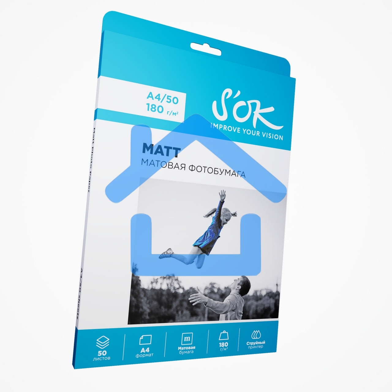 Фотобумага S'OK матовая, формат А4, плотность 180г/м2, 50 листов SA4180050M