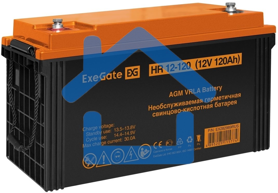 Аккумуляторная батарея ExeGate EX282989RUS HR 12-120 (12V 120Ah, под болт М8)
