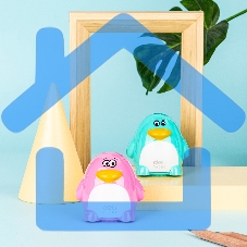 Точилка для карандашей ручная Deli Пингвин E0563, 2 отверстия, пластик, ассорти блистер