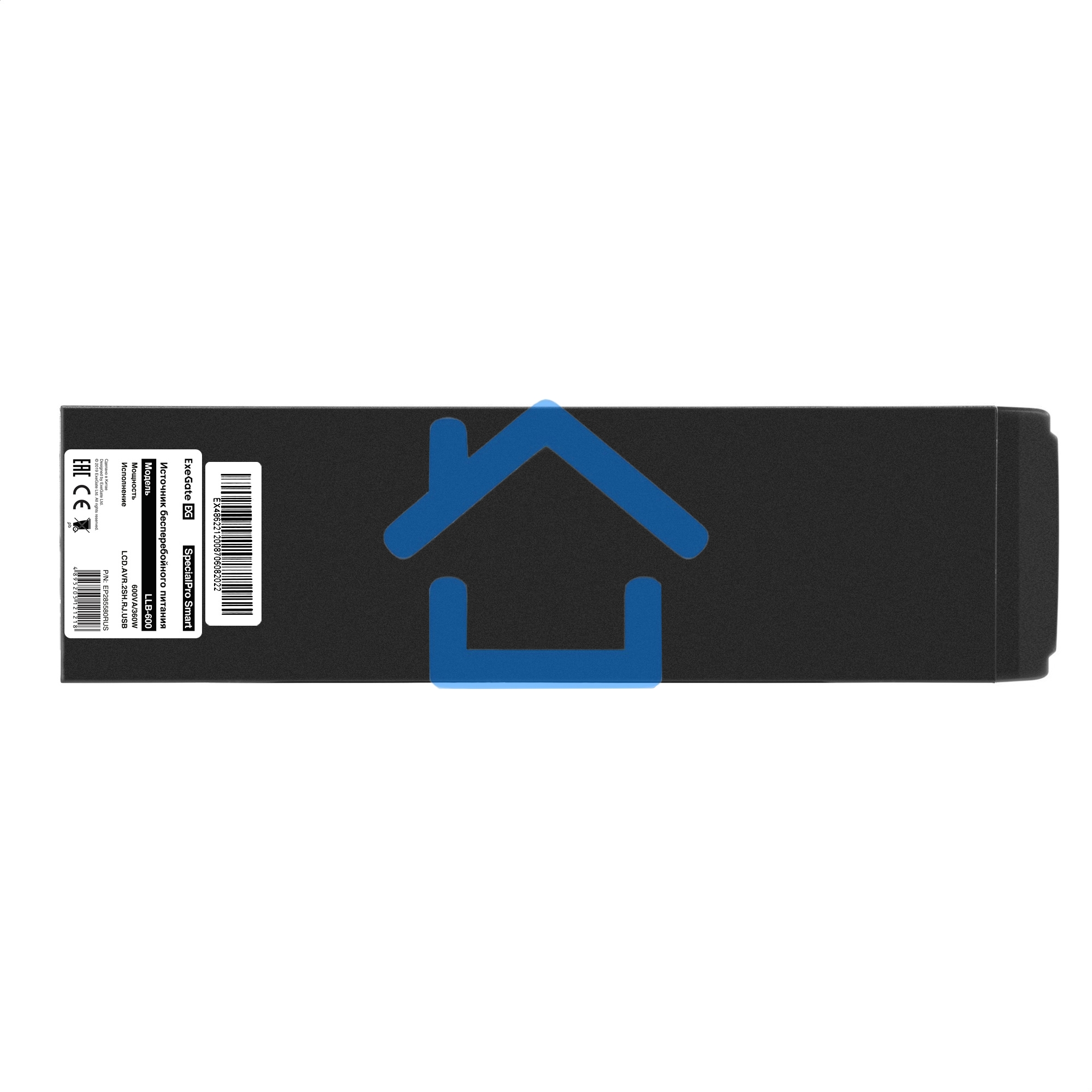 Источник бесперебойного питания ExeGate EP285580RUS SpecialPro Smart LLB-600.LCD.AVR.EURO.RJ.USB 600VA/360W, LCD, AVR, 2 евророзетки, RJ45/11, USB, черный