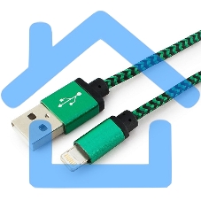 Кабель Gembird USB 2.0 Cablexpert CC-ApUSB2gn1m, AM/Lightning 8P, 1м, нейлоновая оплетка, алюминиевые разъемы, зеленый, пакет