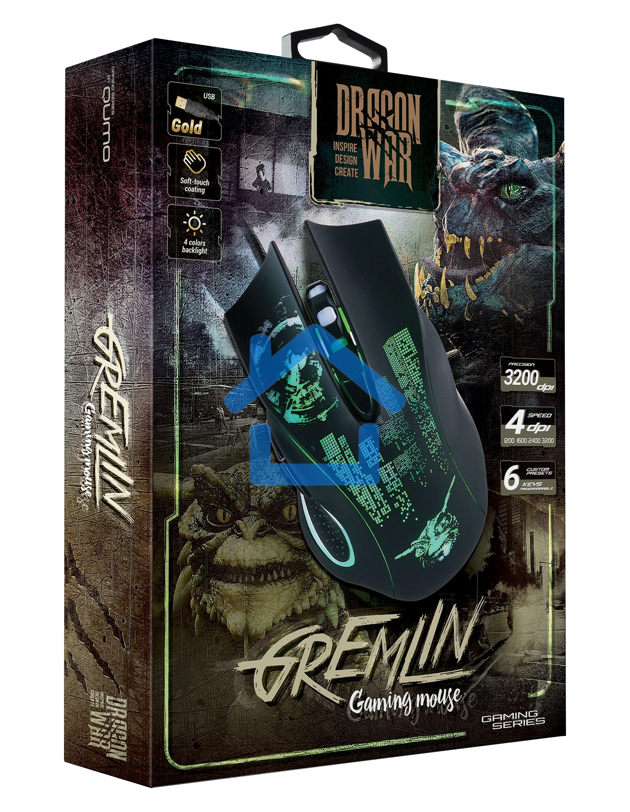 Мышь проводная Qumo Gremlin M37 черный, 3200 dpi, USB, кнопки - 6