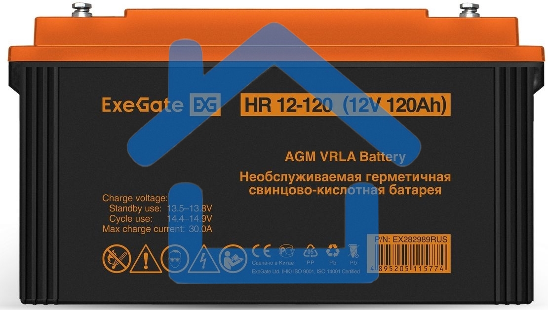 Аккумуляторная батарея ExeGate EX282989RUS HR 12-120 (12V 120Ah, под болт М8)