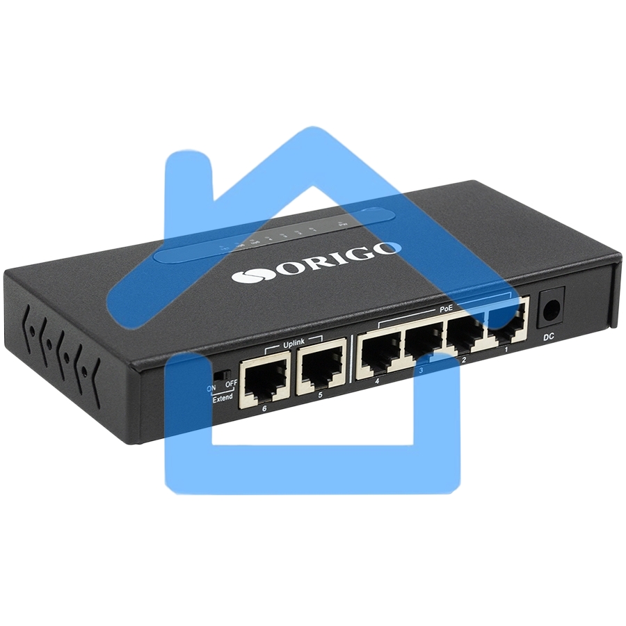 Неуправляемый PoE-коммутатор ORIGO OS1206P/60W/A1A 4x100Base-TX PoE+, 2x100Base-TX, PoE-бюджет 60 Вт, корпус металл