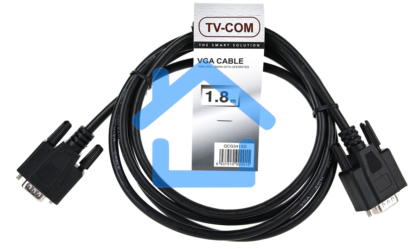 Кабель для монитора VGA (M) -) VGA (M), 1.8m, TV-COM (QCG341AD-1.8M), ферритовые кольца