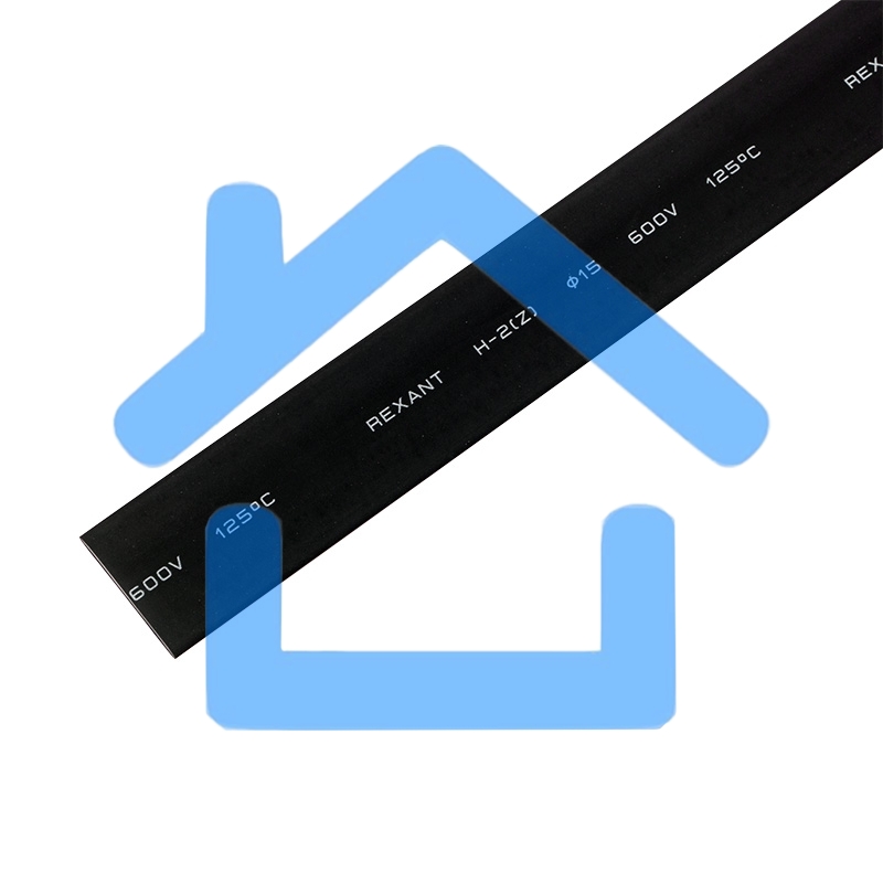 Термоусаживаемая трубка Rexant 15,0/7,5 мм, черная, упаковка 50 шт. по 1 м