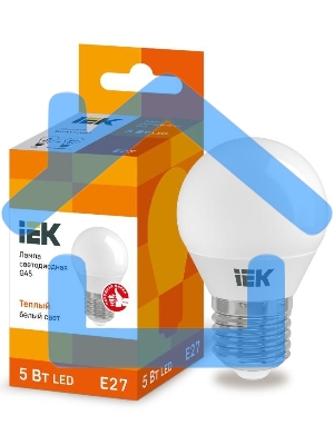 Лампа светодиодная ECO G45 5Вт шар 3000К тепл. бел. E27 450лм 230-240В ИЭК LLE-G45-5-230-30-E27