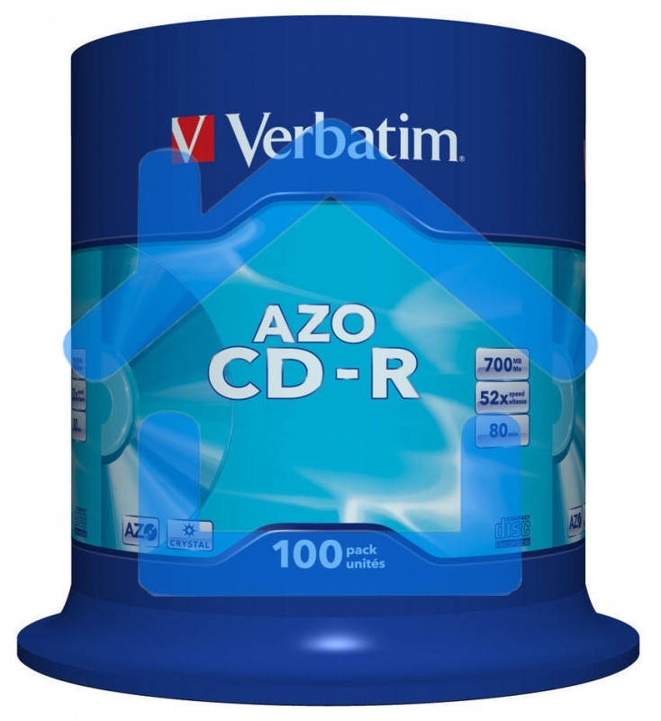 Диск CD-R Verbatim 700Mb 52x 100 шт., DataLife+ Cake Box Pastel Color (43430)