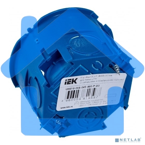 Коробка установочная С3 d68х45 для полых стен (с саморезами и пластик. лапками) IEK UKG10-068-045-000-P-UO