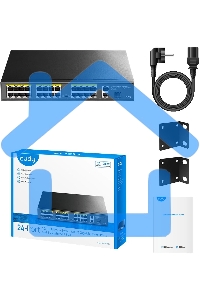 Коммутатор Cudy FS1026PS1, (L2) 24x100Мбит/с 2x1Gbит/с, 1SFP, 24PoE, 24PoE+ 300W, неуправляемый