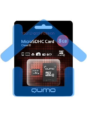 Флэш карта QUMO QM8GMICSDHC10 8Gb MicroSDHC Class 10, SD adapter