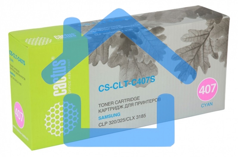Картридж лазерный Cactus CS-CLT-C407S голубой (1000 стр.) для Samsung CLP320/320n/325/CLX3185/3185n/3185fn