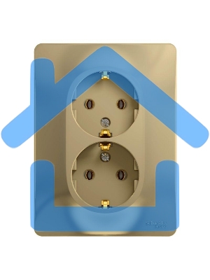 Розетка 2-м СП Glossa в сборе с заземл. в сборе титан SchE GSL000424