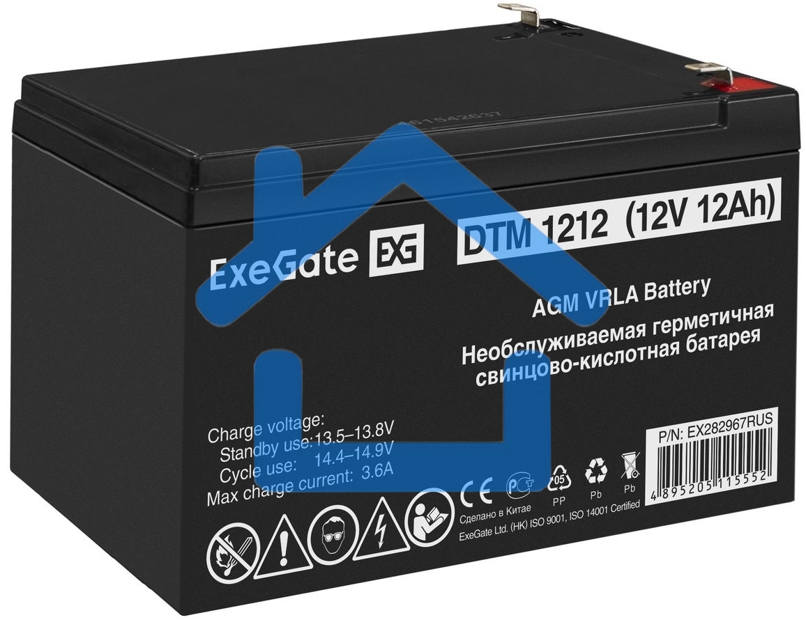 Батарея ExeGate DTM 1212 (12V 12Ah 1251W), клеммы F2