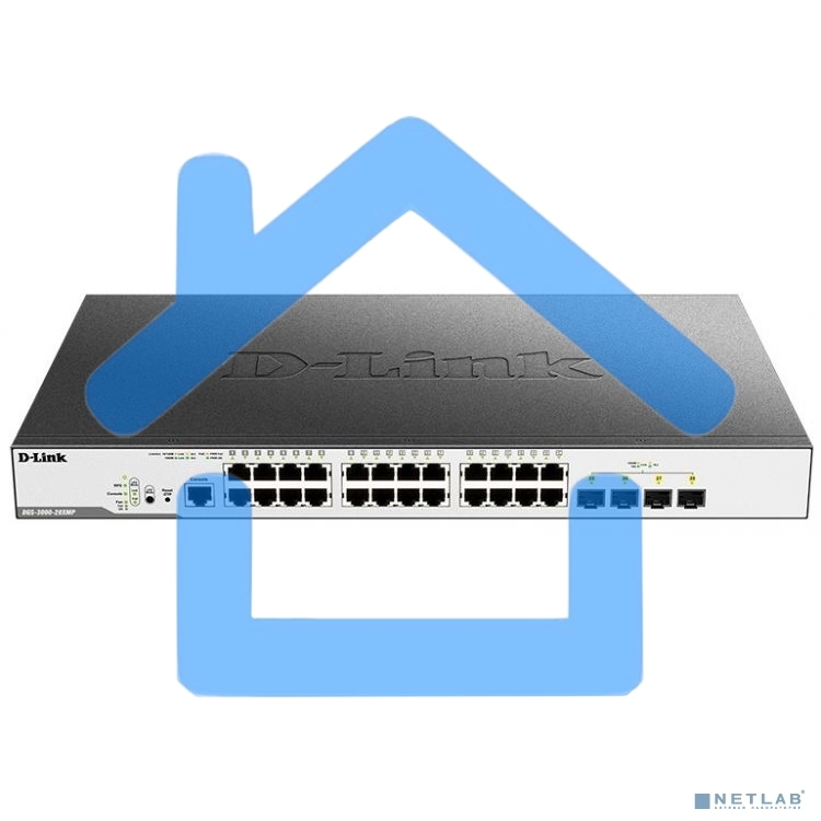 Коммутатор D-Link Switch DGS-3000-28XMP/B1A Управляемый коммутатор 2 уровня с 24 портами 10/100/1000Base-T и 4 портами 10Gbase-X SFP+ (24 порта с подд