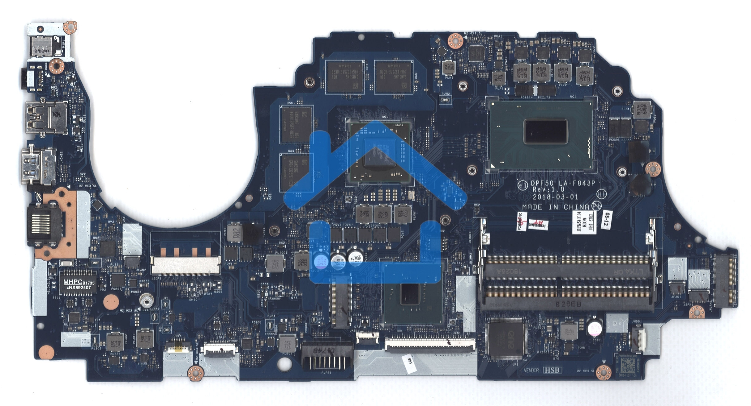 Материнская плата LA-F843P i5-8300H RX560 V2G для игр HP 15-CX 15-CX000