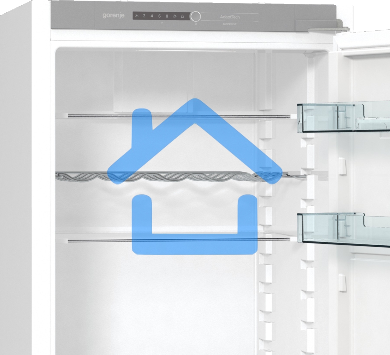 Встраиваемый холодильник Gorenje NRKI418FA0 белый, двухкамерный, 180/68 л., морозилка снизу, No Frost