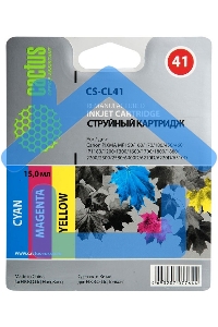 Картридж струйный Cactus CS-CL41 многоцветный (18 мл.) для Canon Pixma MP150/MP160/MP170/MP180/MP210/MP220/MP450/MP460/MP470/iP1200/iP1300/iP1600/iP1700/iP1800/iP190