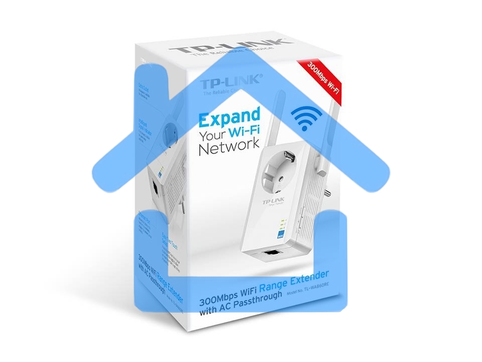 Сетевой адаптер TP-Link SOHO TL-WA860RE 300Mbps Wireless N Wall Plugged Range Extender with AC Passthrough, QCA(Atheros), 2T2R, 2.4GHz, 802.11b/g/n, 1 10/100Mbps LAN port, Range Extender button, Range Extender mode, suppo поставляется без кабеля RJ-45