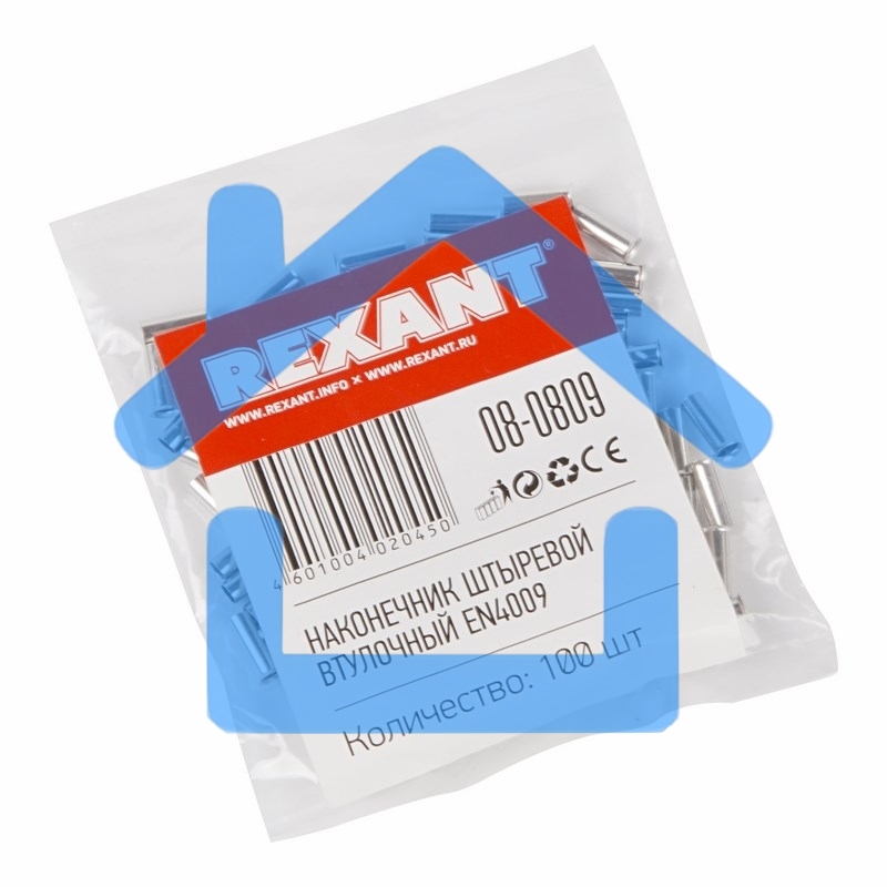 Наконечник штыревой втулочный L-9 мм 4 мм² (НШВ 4.0-9/НГ 4,0-9) Rexant