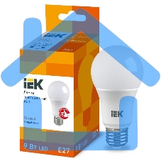 Лампа светодиодная ECO A60 9Вт грушевидная 3000К тепл. бел. E27 810лм 230-240В ИЭК LLE-A60-9-230-30-E27