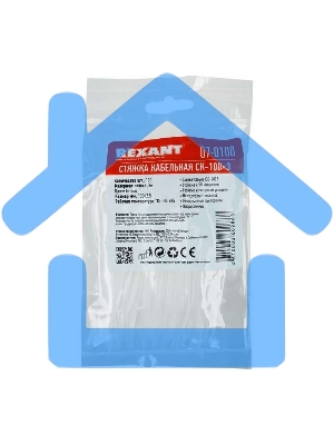 Хомут кабельный Rexant 07-0100 2.5х100 нейл. белый (уп.100 шт)