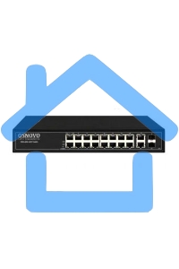 Коммутатор управляемый L2 PoE OSNOVO SW-8182/L(300W) Gigabit Ethernet на 16 RJ45 PoE + 2 x RJ45 + 2 GE SFP портов, до 30W на порт, суммарно до 300W