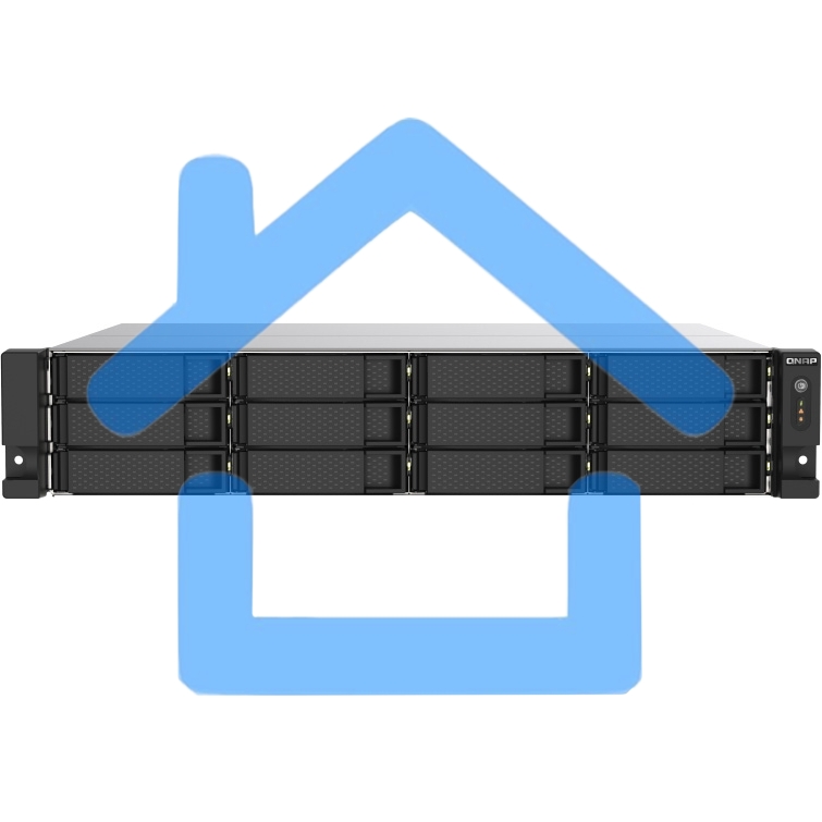 Сетевое хранилище без дисков SMB QNAP TS-1273AU-RP-8G NAS 12 HDD trays, 2x 2.5 GbE, rackmount, 2 PSU. 4-core AMD V1500B2,2 GHz, RAM 8 Gb (8 Gb UDIMM DDR4 (1 x 8 Gb) up to 32 Gb (2 x 16 Gb)). W/o rail kit RAIL-B02