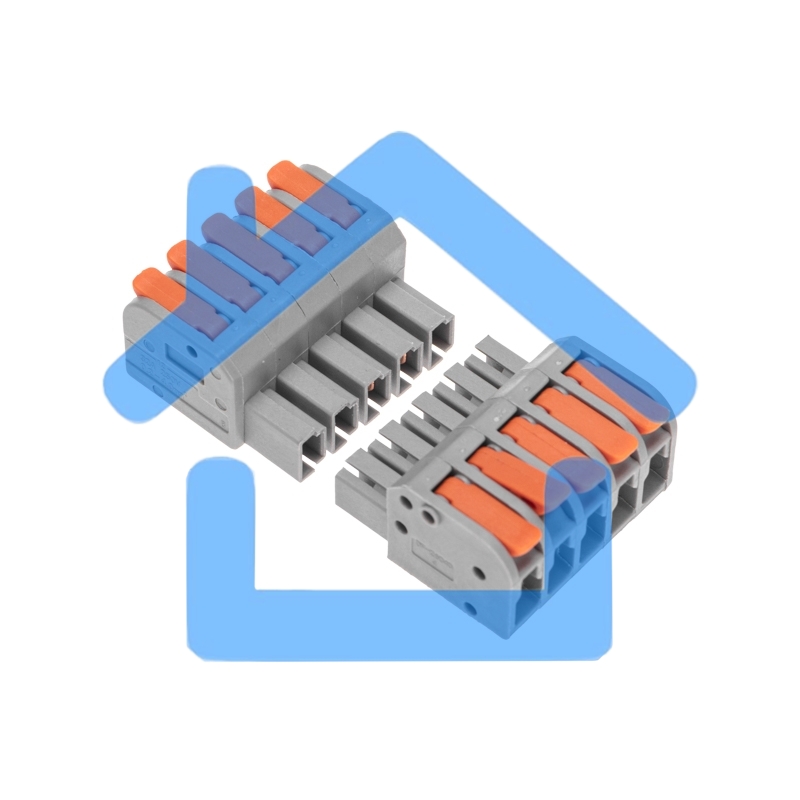 Клемма СМК 222-425R проходная разъемная 5 полюсов серая 0,2-2,5/4мм² (20 шт/уп) Rexant