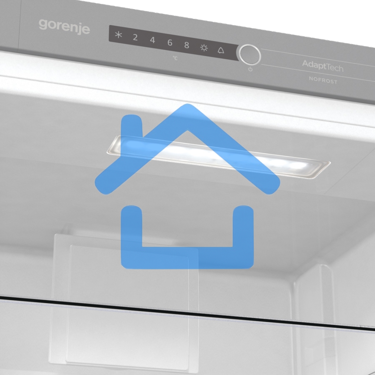 Встраиваемый холодильник Gorenje NRKI418FA0 белый, двухкамерный, 180/68 л., морозилка снизу, No Frost