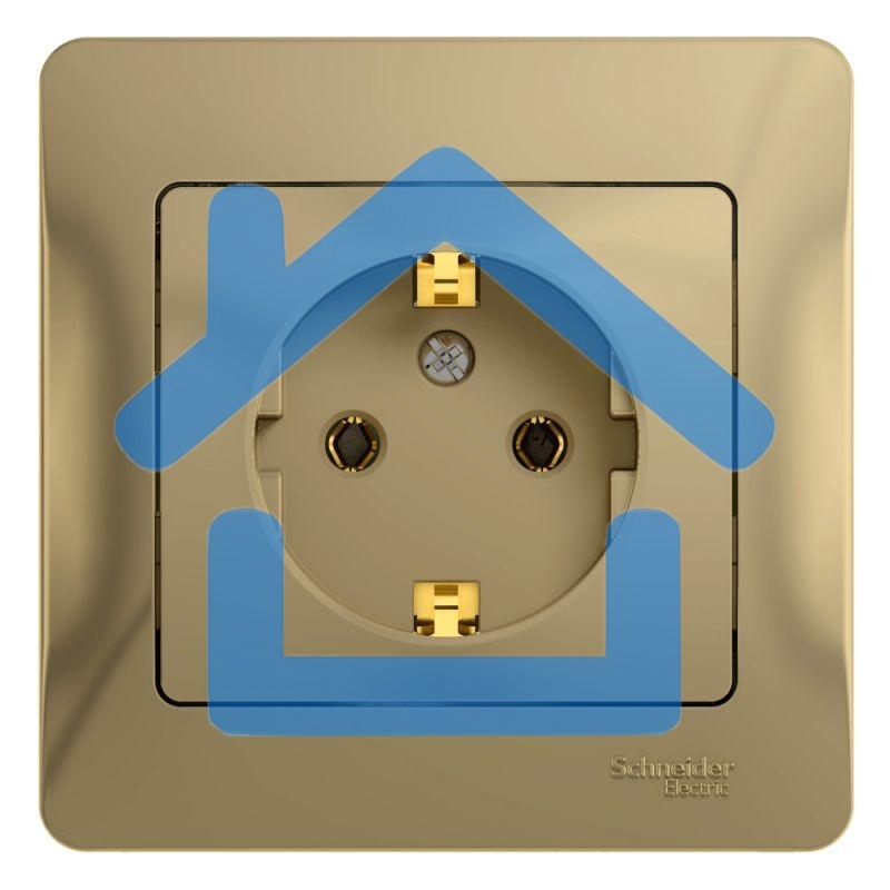 Розетка 1-м СП Glossa 16А с заземл. в сборе титан SchE GSL000442