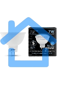 Лампа светодиодная Gauss LED MR16 GU5.3 7W 630lm 4100K 1/10/100