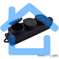 Розетка трехместная с защит. крышками каучуковая 230В 2P+PE 16A IP44 EKF PROxima