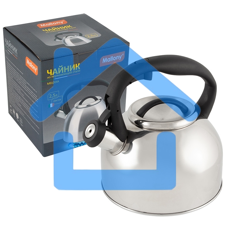 Чайник для плиты из нерж стали со свистком MALLONY Melodia (зеркальная полировка) 2,5 л